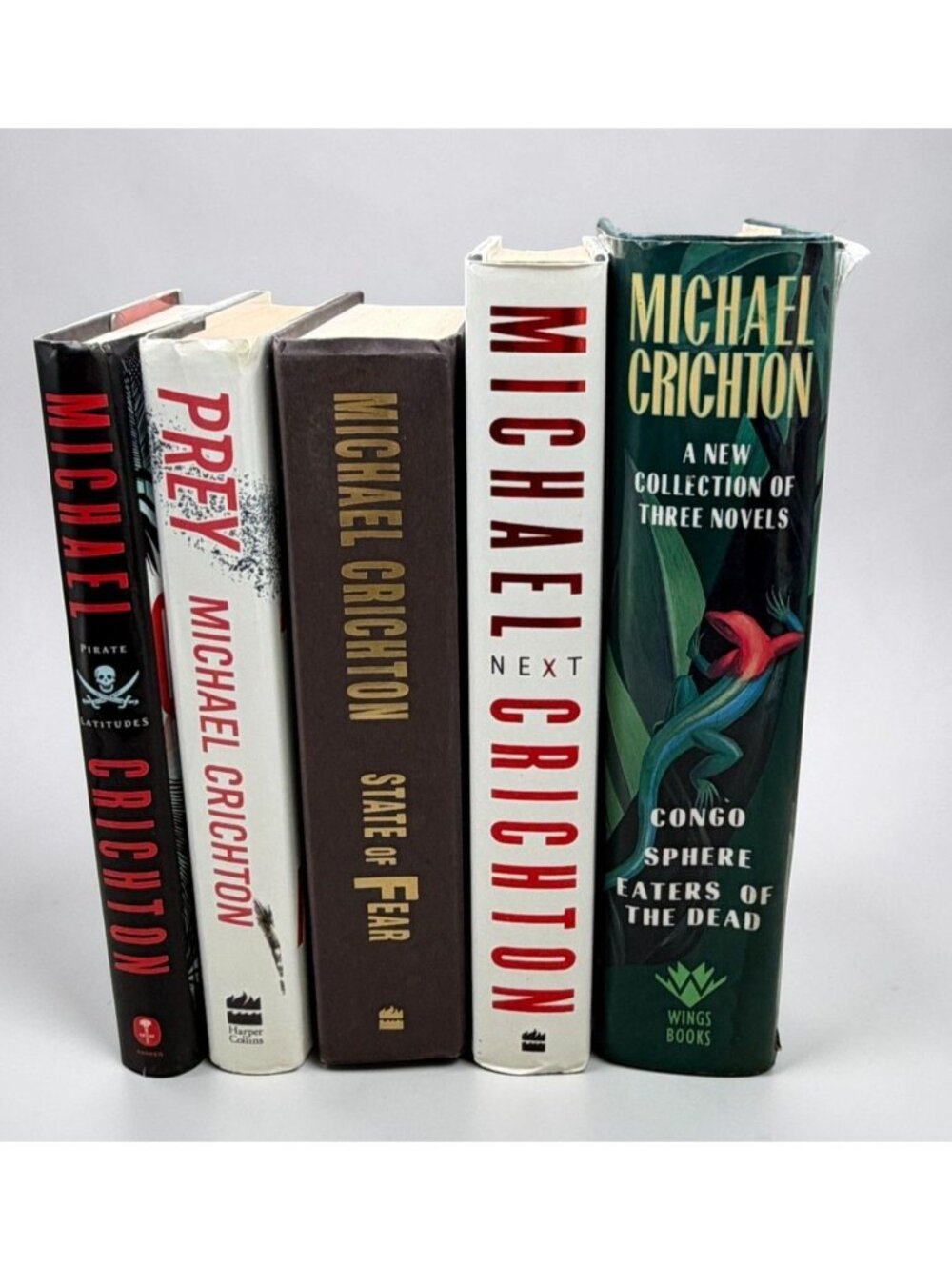 Michael Crichton Book Lot State of Fear Prey Next Pirate Latitudes Congo Sphere